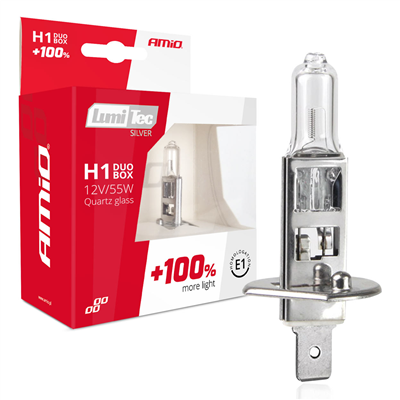 Halogénový DUO blister (2ks) H1 12V 55W sada LumiTec SILVER +100%