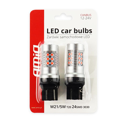 LED žiarovky CANBUS 24SMD 3030 1157 T20 7443 21/5W Červená 12V/24V