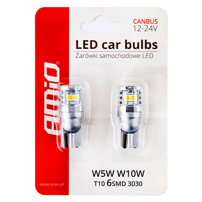 LED žiarovky CANBUS 3030 6SMD T10 W5W W10W White 12V/24V