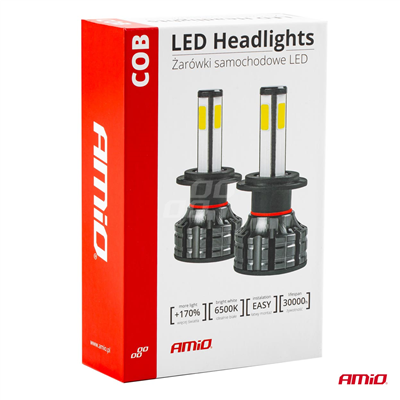 LED žiarovky hlavného svietenia H7 COB 4Side AMiO