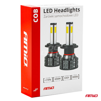 LED žiarovky hlavného svietenia H8/H9/H11 COB 4Side AMiO