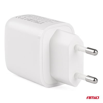 Sieťová nabíjačka PRO-09 USB+USB-C 20W Quick Charge 230V AMiO-02935