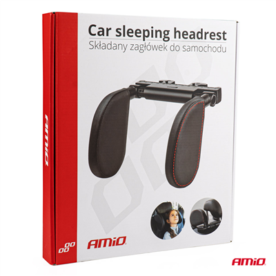 Sklopná opierka hlavy do auta, Poťah – čierny AMiO-02957
