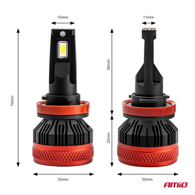 LED žiarovky hlavného svietenia H8/H9/H11/H16 X3 Series AMIO-02981