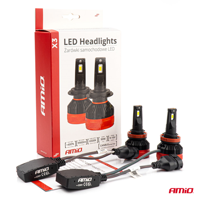 LED žiarovky hlavného svietenia H8/H9/H11/H16 X3 Series AMIO-02981