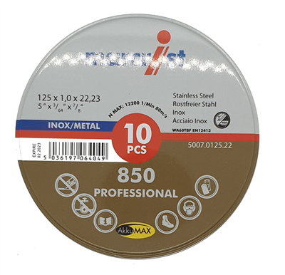 125x1,0x22,2 INOX T41 - sada 10 ks v kovovej krabici - 850 PROFI