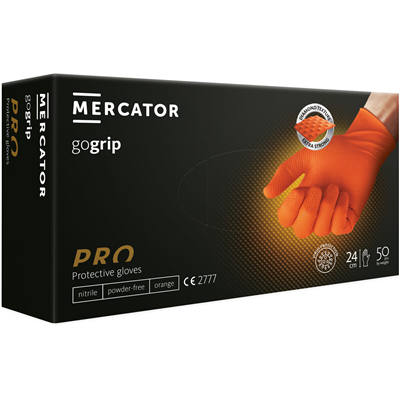 Nepudrované nitrilové rukavice MERCATOR gogrip long (blue), velikost XXL, balení 50 ks