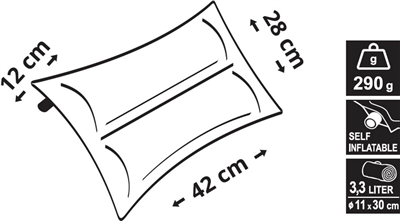 Polštář samonafukovací TWIN 42x28x12cm modrý CATTARA