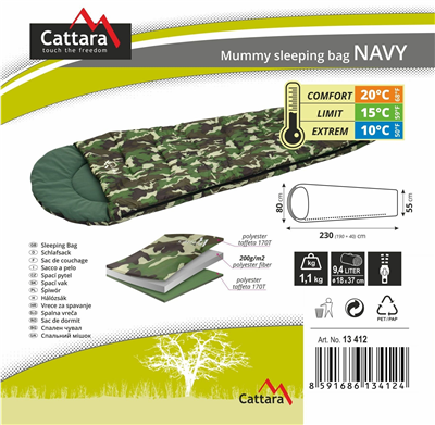 Spací pytel mumie NAVY 10°C CATTARA