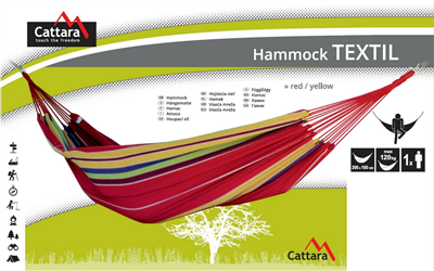 Houpací síť TEXTIL 200x100cm červeno-žlutá CATTARA