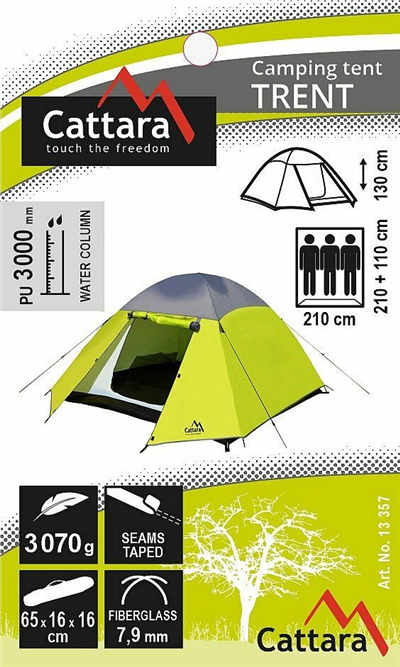 Stan TRENT dvouplášťový pro 3 osoby 210+110x210cm PU3000m CATTARA