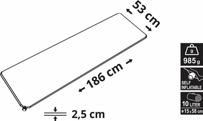 Karimatka samonafukovací 186x53x2,5cm modrá CATTARA