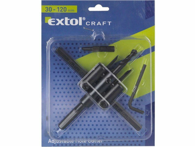 Vrták nastavitelný vykružovací do dřeva s 2břity, Ř30-120mm EXTOL-CRAFT