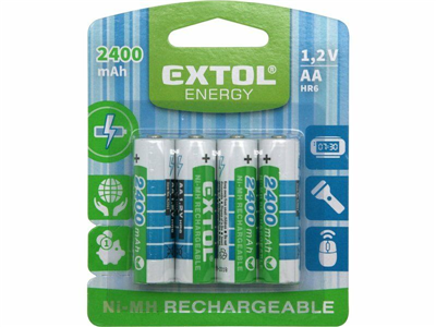 Baterie nabíjecí, 4ks, AA (HR6), 1,2V, 2400mAh, NiMh EXTOL-ENERGY