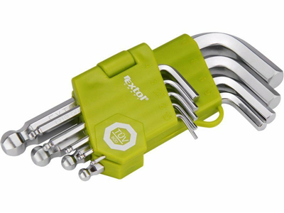 L-klíče imbus krátké, sada 9ks, 1,5-2-2,5-3-4-5-6-8-10mm, s kuličkou EXTOL-CRAFT