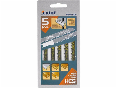 Plátky do přímočaré pily 5ks, 75x2,5mm, úchyt UNIVERSAL, HCS EXTOL-PREMIUM
