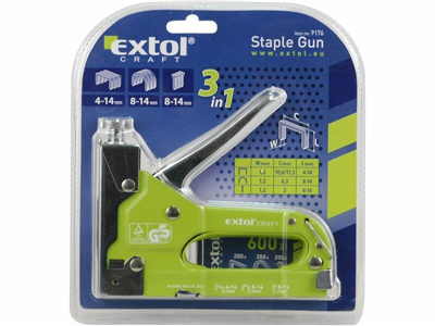 Pistole sponkovací 3funkční, 4-14mm, možnost nastavení síly úderu EXTOL-CRAFT
