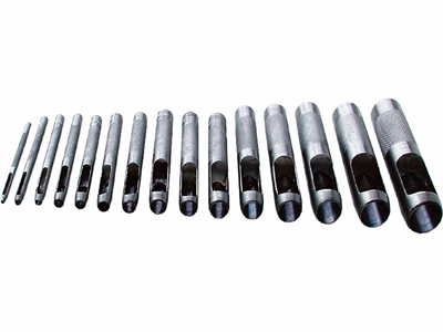 Děrovač kůže, sada 15ks, 2-2,5-3,2-4-4,8-5,5-6,4-8-9,5-11-12,7-14-15,8-19-22mm EXTOL-CRAFT