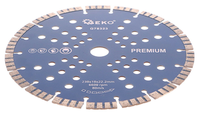 Kotouč diamantový řezný turbo-segmentový, 230x10x22mm GEKO