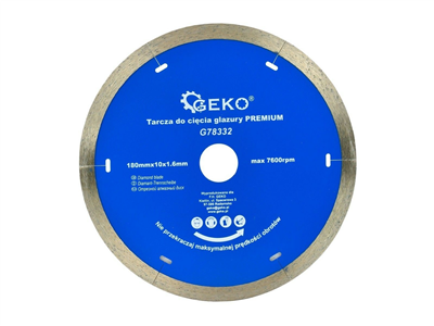 Kotouč diamantový řezný celoobvodový 180x10x22,2mm GEKO