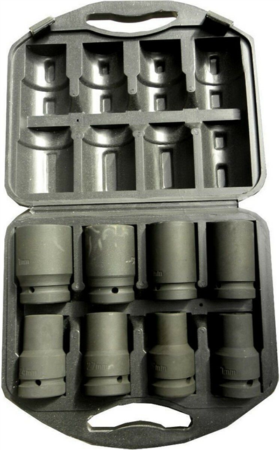 Hlavice nástrčná, rázová 1", sada 8ks, 19-41mm GEKO