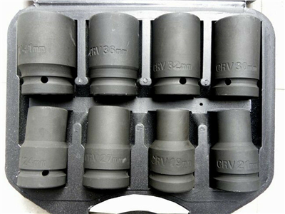 Hlavice nástrčná, rázová 1", sada 8ks, 19-41mm GEKO