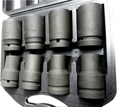 Hlavice nástrčná, rázová 1", sada 8ks, 19-41mm GEKO