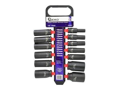 Nástrčné rázové hlavice 1/2", 13 ks GEKO
