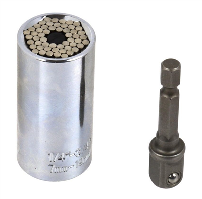 Univerzální nástrčná hlavice CrV 7-19mm + adaptér GEKO
