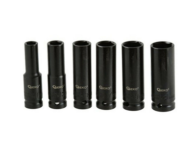 Nástrčné rázové hlavice 6 ks, 1/2" 10-21 mm, délka 77 mm GEKO