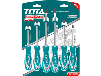 Šroubováky, sada 6ks, CrV, industrial TOTAL-TOOLS