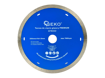 Kotouč diamantový řezný celoobvodový 200x10x22,2mm GEKO