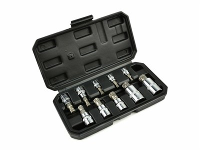 Hlavice zástrčné XZN 1/4”, 3/8”, 1/2”, M4-M18, sada 10ks GEKO