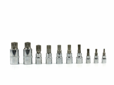 Hlavice zástrčné XZN 1/4”, 3/8”, 1/2”, M4-M18, sada 10ks GEKO