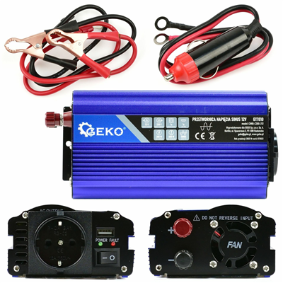 Měnič napětí 12/230V 300W/600W, čistá sinusovka GEKO