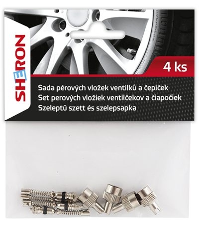 Čepičky a sada pérových vložek ventilku, 4 ks