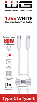 5701504 Datový kabel type-C_type-C, 3 A, bílý, 100 cm