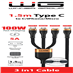 Datový kabel type-C_type-C/Lightning/micro, 5 A, černý, 150 