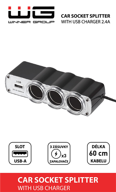 Roztrojka + USB-A 2,4 A