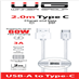 Datový kabel USB-A_type-C, 3 A, bílý, 2 m