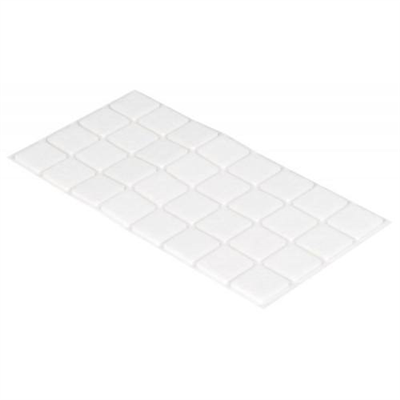 Podložky filcové 25 x 25 mm, samolepící, bílé, 32 ks