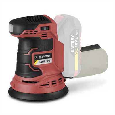 Bruska orbitální aku LOM L202, O 125mm, 18V, 2Ah, 2 baterie Li-ion, (nabíječka + taška), STAYER