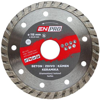 Kotouč diamantový turbo O 115 x 1.2 x 22.3 mm, ENPRO