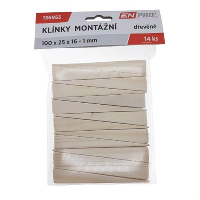 Klínky montážní dřevěné, 100 x 25 x 16 - 1 mm, 14 ks, ENPRO
