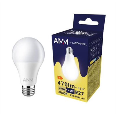 Žárovka AMM-E27-A60-4,9W-WW
