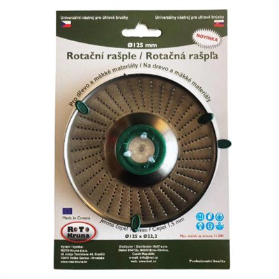 Rašple rotační jemná O 125 mm, čepel 1,5 mm