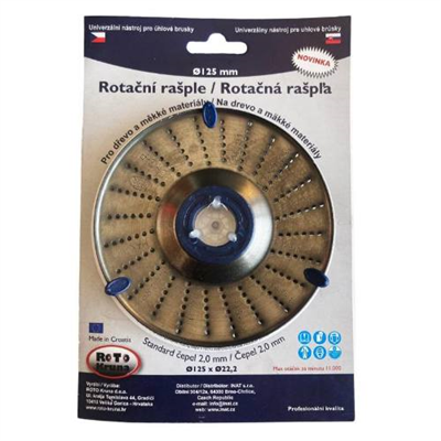 Rašple rotační střední, O 125 mm, čepel 2,0 mm