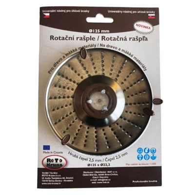 Rašple rotační hrubá, O 125 mm, čepel 2,5 mm