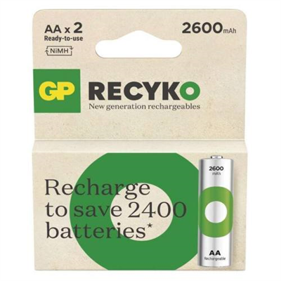 Baterie dobíjecí GP RECYKO 2600 AA , 2BL blistr