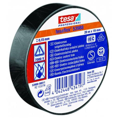 Páska elektroizolační PVC 53988, IEC, 20 m x 19 mm, černá, TESA